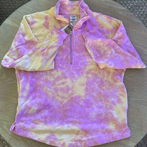 Victoria’s Secret Pink oversized Pink Tie dyed Sweatshirt, size Small, NWT - Picture 7 of 11